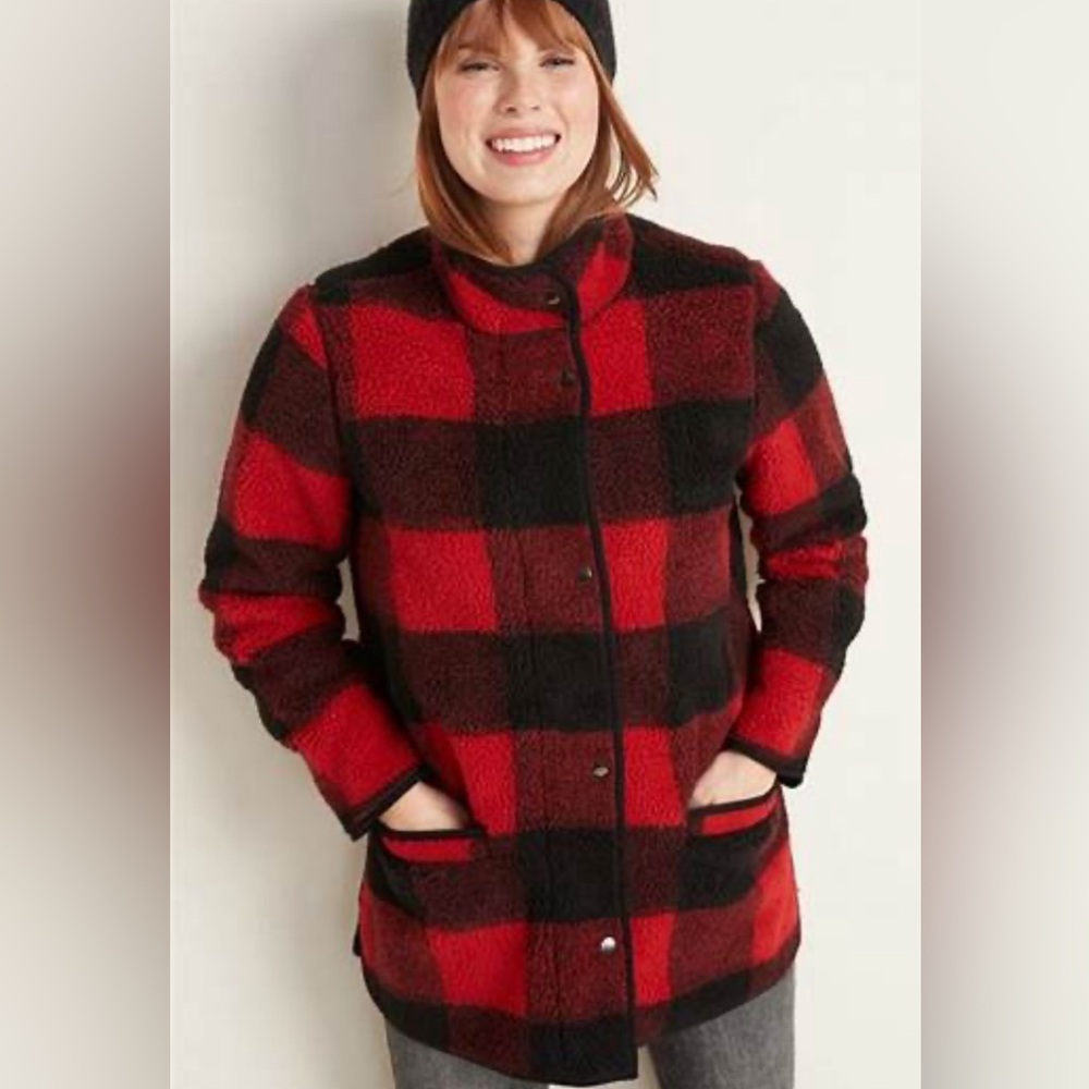 Old Navy Teddy Buffalo Plaid Jacket